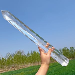 20&quot; Natural Clear Quartz Obelisk,Quartz Crystal Tower,Large Crystal Tower,Mineral Specimen,Crystal Wand Point,Healing Magic Wand,Gifts,Rock