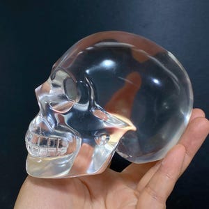 4&quot; K9 Crystal Hand Carved Skull,Art Sculpture,Crystal Skull,Crystal Carving,Reiki Healing,Mineral Specimen,Cranio,SchÄdel,Craneo