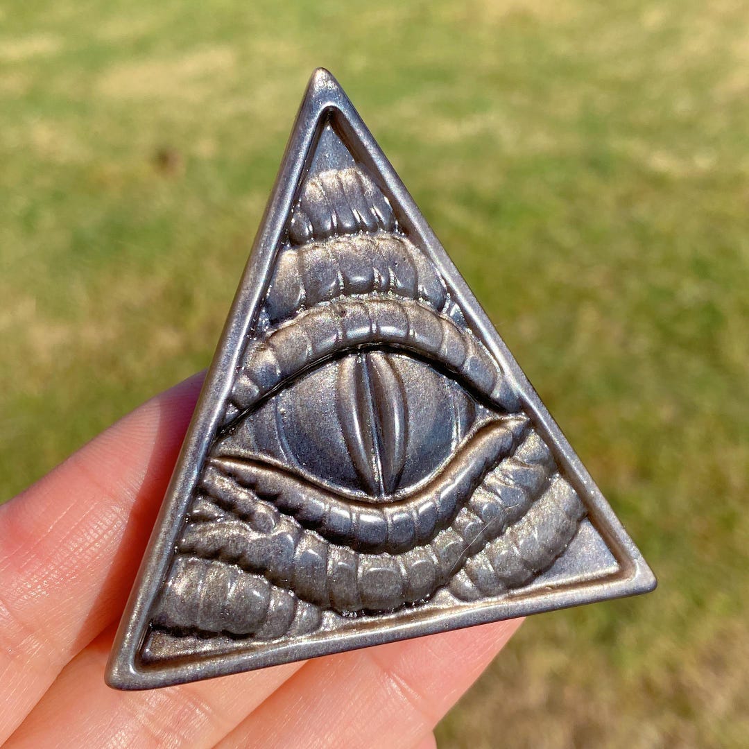 Rune Eye Triangular Natural Silver Obsidian Triangular Eye,crystal Eye of Horus,hand Carved ...