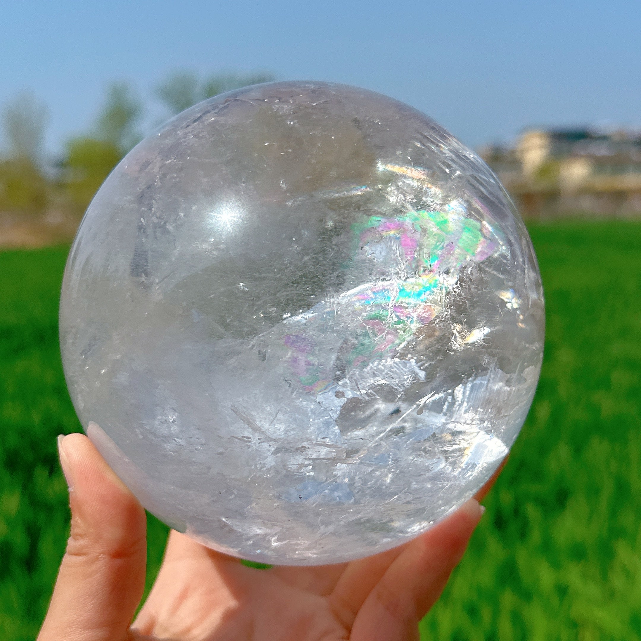 Golden Quartz Crystal Ball Large 4 inch Polished Stone Sphere #O10 