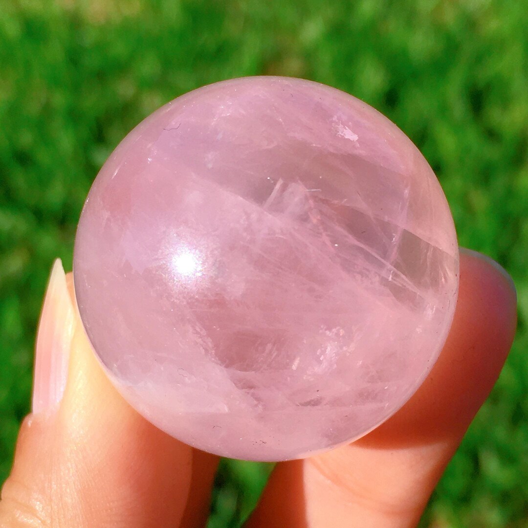 28-38 mm 天然ローズクォーツ球、水晶球、ローズクォーツボール、鉱物