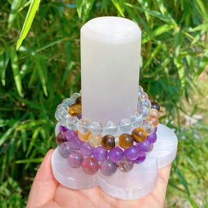 10 cm naturlig selenitstav för armband, smyckesdisplay, smyckeshylla för kvartskristall, heminredning, energirensning, reiki-healing, kristallpresent