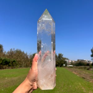 5.45LB Natural Clear Quartz Obelisk,Quartz Crystal Tower,Large Crystal Tower,Crystal Wand Point,Healing Magic Wand,Reiki Heal,Crystal Gift