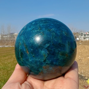 87mm Natural Blue Apatite Sphere,Crystal Sphere,Apatite Ball,Mineral Specimens,Crystal Ball,Crystal Gift,Collection,Astrology Ball