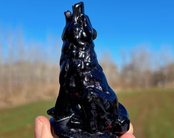 Natural Quartz Crystal Wolf,Obsidian Wolf,Mineral Specimen,Reiki healing,Crystal Gift,Crystal Energy,Quartz Crystal Animal,Collection