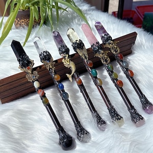10.4"+ Natural Quartz Crystal Magic Scepter,Crystal Scepter,Crystal Magic Wand,Reiki healing,Crystal Energy,Mineral Specimen,Crystal Gifts
