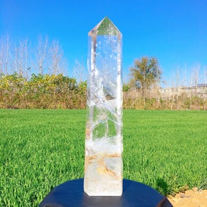 26.29LB Natural Clear Quartz Obelisk,Quartz Crystal Tower,Large Crystal Tower,Crystal Wand Point,Healing Magic Wand,Reiki Heal,Crystal Gift