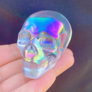 2&quot; Rainbow Smelting Quartz Skull,Hand Carved Crystal Skull,Crystal Skull,Crystal healing,Cranio,SchÄdel,Craneo