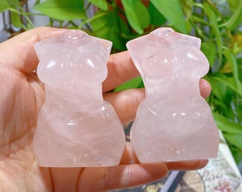 3“ Natural Rose Quartz Plus Size Goddess,Crystal Carved,Reiki Healing,Crystal Collection,Energy Crystal,Body Sculpture,Quartz Crystal Model