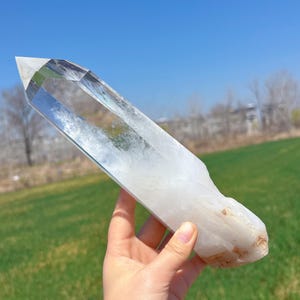 2.6LB Natural Clear Quartz Obelisk,Quartz Crystal Tower,Large Crystal tower,Crystal Wand Point,Healing Magic Wand,Reiki Heal,Energy,Gifts