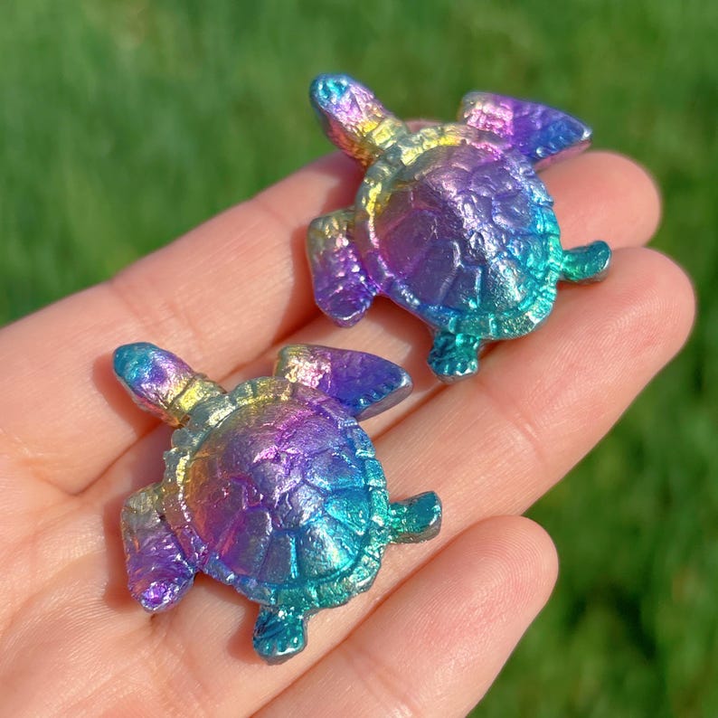 Rainbow Aura Sea Turtle,titanium Rainbow Quartz Sea Turtle,crystal ...