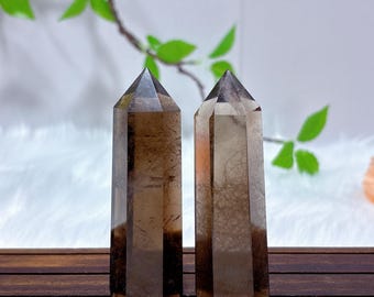 Natural Smoky Quartz Crystal Tower Point Wand,Smokey Quartz Obelisk,Crystal Tower,Energy Crystal,Reiki Heal,Mineral Sample,Crystal Gift 1pc