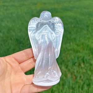 4,7 &quot;natürlicher Selenit Göttin Engel,Quarz-Kristall Engel,Mineralprobe,Reiki Heilung,Energie Kristall,Kristall Geschenk,Dekor,Kristall Skulptur