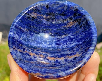 Hand Carved Natural Sodalite Bowl/Dish,Gemstone Bowl,Cleansing Bowl,Quartz Crystal Bowl,Home Decor,Reiki Healing,Energy Crystal Gift