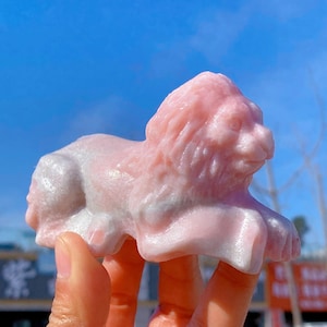 4&quot; Natural Pink Opal lion,Crystal lion,Crystal Sculpture,Collection,Crystal Gift,Crystal Carved,Mineral Specimen