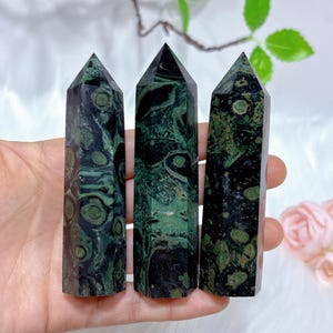 Naturlig Kambaba Jaspis Torn Punktstav, Kambaba Jaspis Obelisk, Kristalltorn, Energikristall, Reiki Heal, Mineralprov, Kristallgåva, Sten 1 st