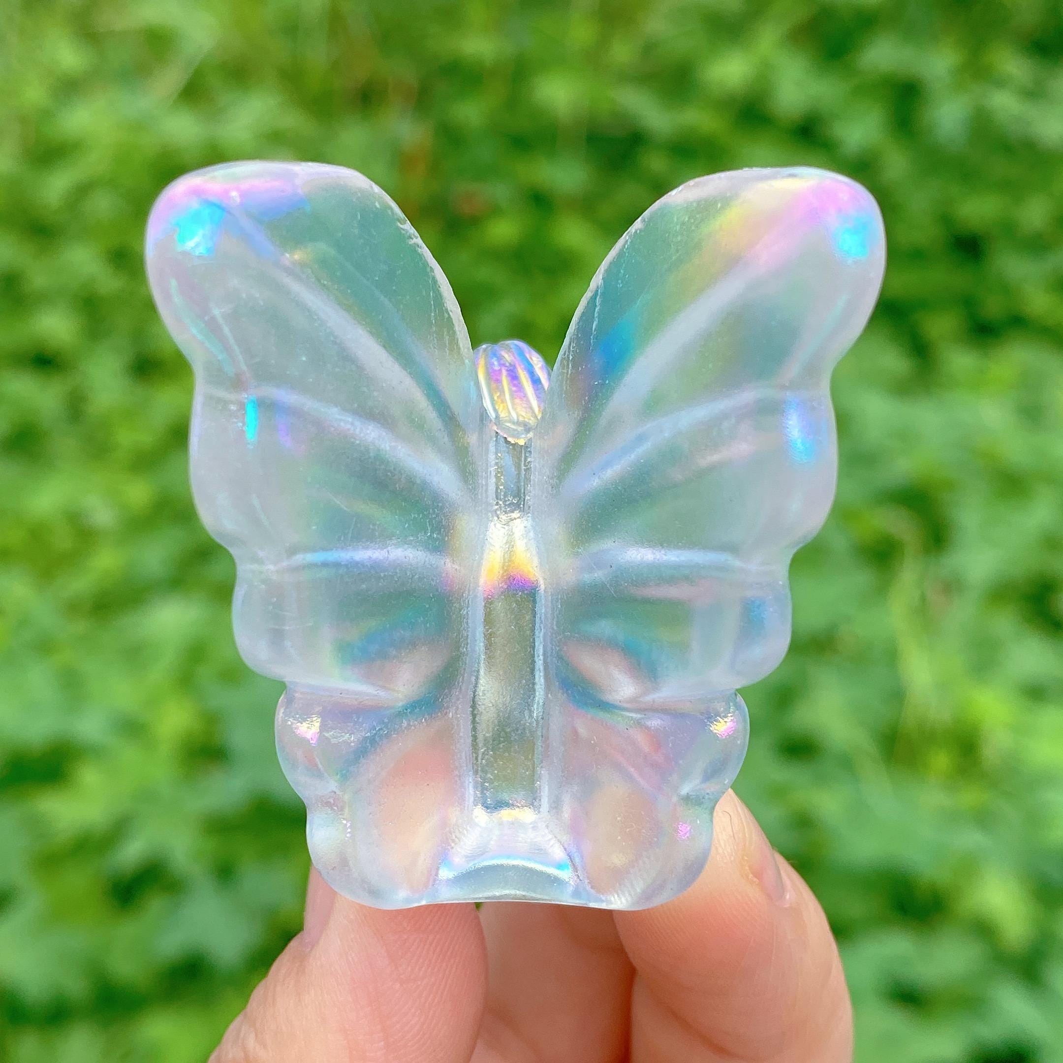 2インチ レインボーオーラ バタフライフェアリー、チタンレインボー