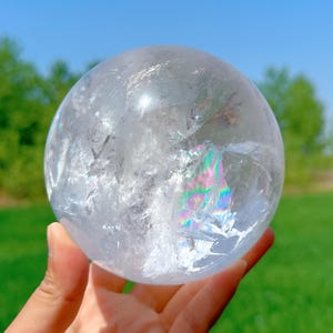 33.9LB/4.2&quot; Natural Clear Quartz Sphere,Quartz Crystal Ball,Reiki Heal,Divination Ball,Home Decor,Mineral Sample,Crystal Energy,Crystal Gift