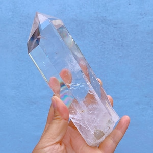 1.45LB Natural Clear Quartz Obelisk,Quartz Crystal Tower,Large Crystal Tower,Crystal Wand Point,Healing Magic Wand,Reiki Heal,Crystal Gift