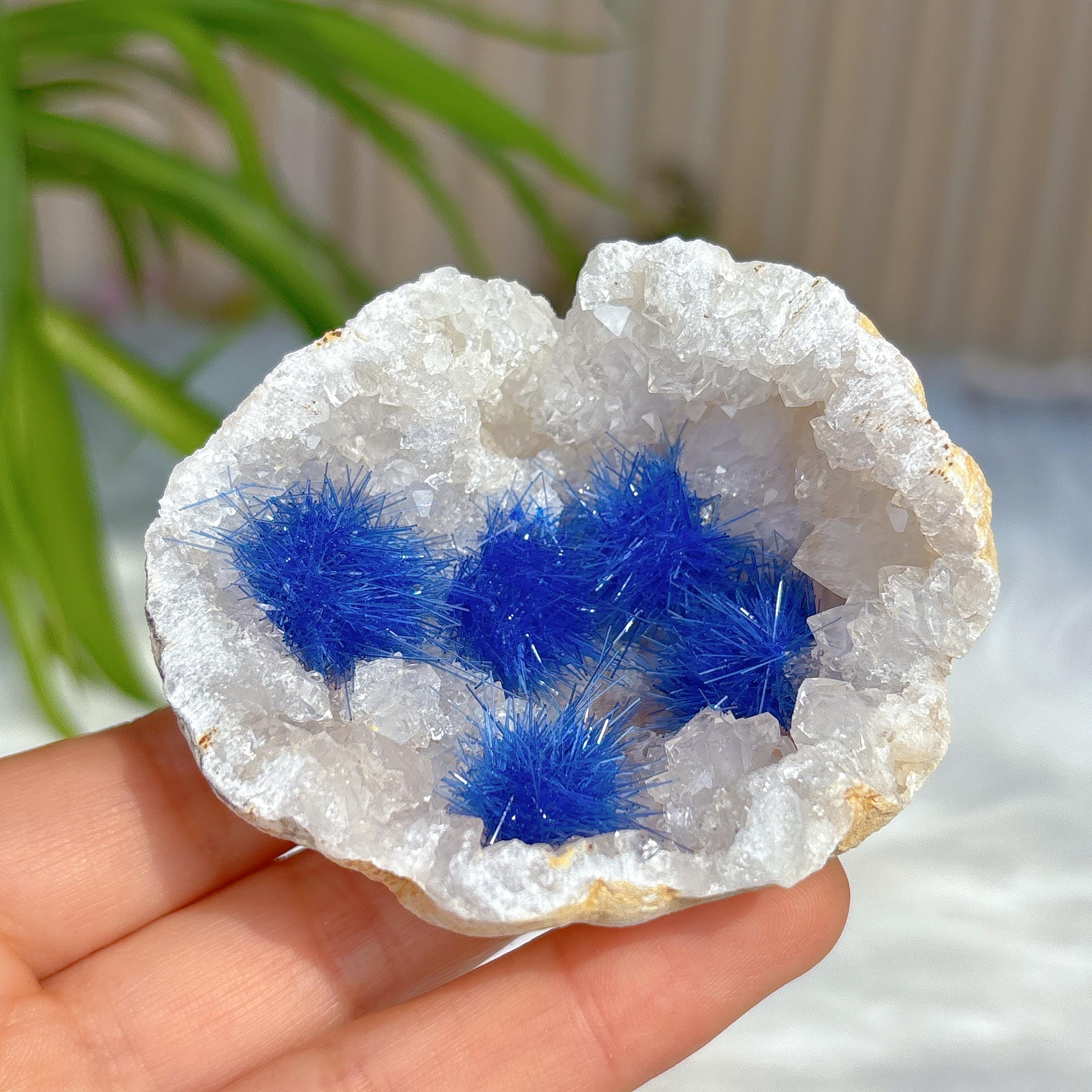 ブルーアゲートジオード アゲート ジオード チェシライト ブルー ゲーサイト、クォーツ