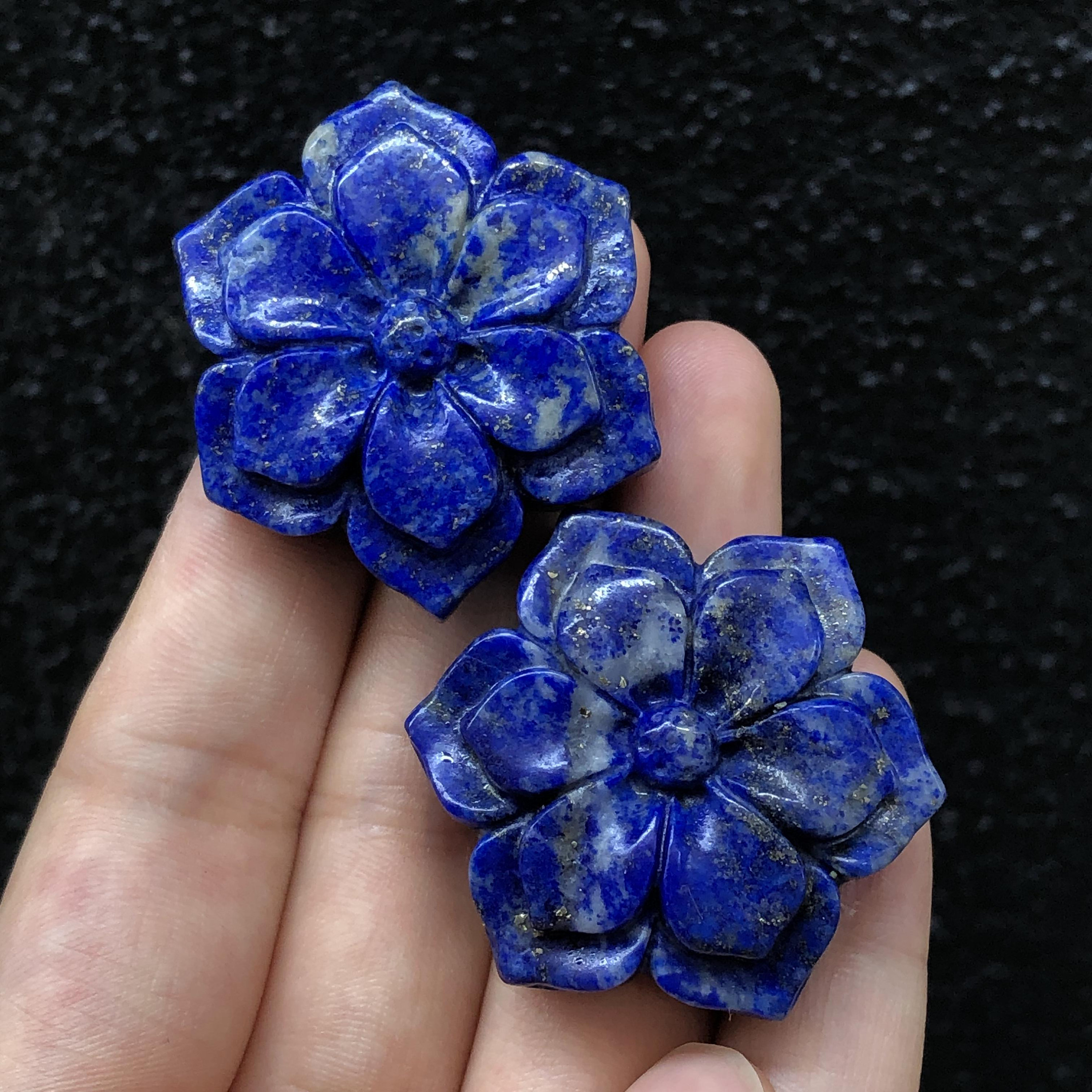 35mm+ Natural Lapis Lazuli Flower,hand Carved Flower,lapis Lazuli
