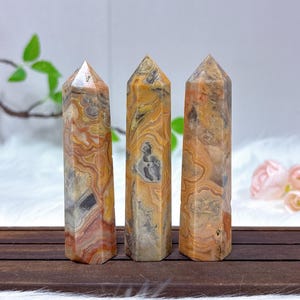 Natural Crazy Agate Tower Point Wand,Crazy Agate Obelisk,Crystal Tower,Crystal Energy,Reiki Healing,Mineral Sample,Crystal Gift,Rock 1pc