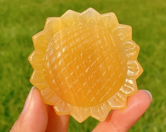 1pc Natural Yellow Calcite Sunflower,Quartz Crystal Sunflower,Quartz Flower,Crystal Carving,Home Decoration,Crystal Healing,Crystal Gift