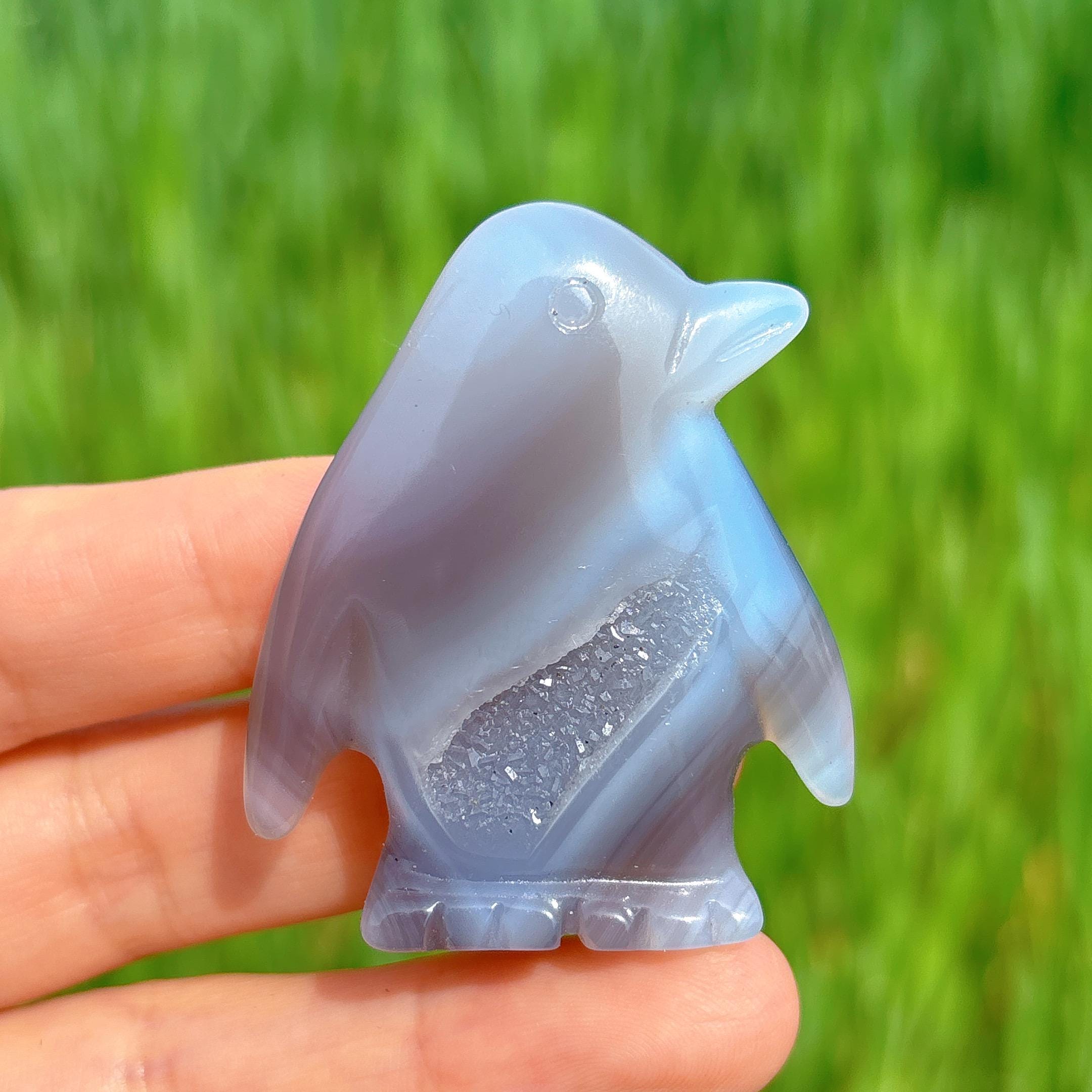 天然瑪瑙ジオードペンギン、水晶ペンギン、鉱物標本、レイキヒーリング 
