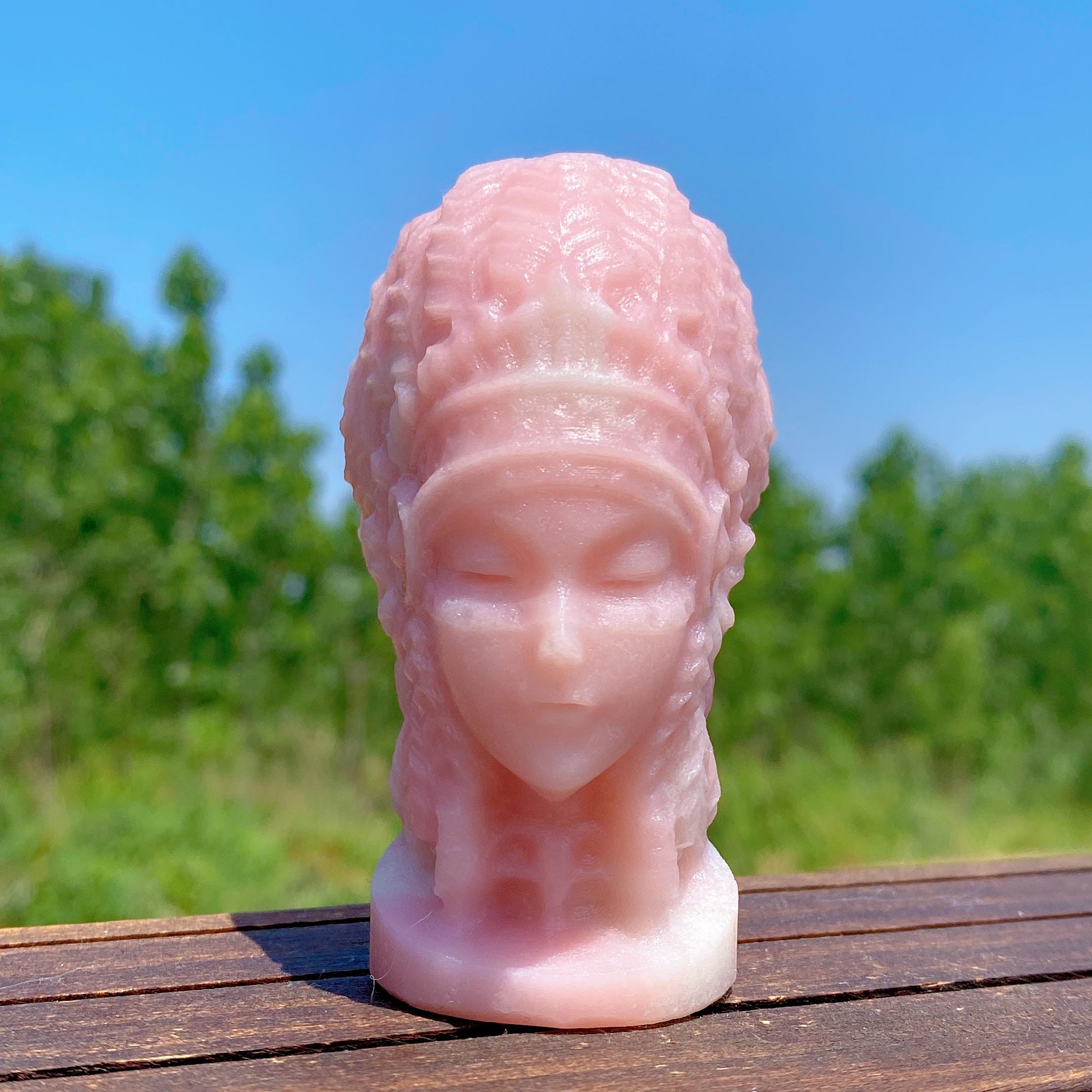 3.1インチ 天然ピンクオパールインディアンチーフ、クォーツクリスタル