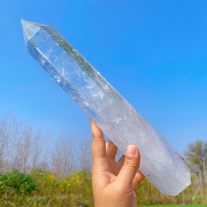 3.5LB Natural Clear Quartz Obelisk,Quartz Crystal Tower,Large Crystal Tower,Crystal Wand Point,Healing Magic Wand,Reiki Heal,Crystal Gift