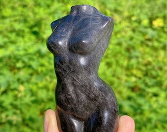 Natural Crystal Goddess,Quartz Crystal Female Model,Silver Obsidian Female Model,Reiki Healing,Energy Crystal Gift,Body Sculpture,Home Decor