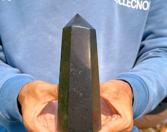 Natural Black Tourmaline Quartz Obelisk,Quartz Wand Point,Crystal Tower,Mineral samples,Crystal Heal,Crystal Gifts,Crystal Energy