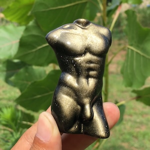 Natural golden obsidian Male model,Crystal Carved,Reiki Healing,Crystal Collection,energy crystal,body sculpture,quartz crystal model