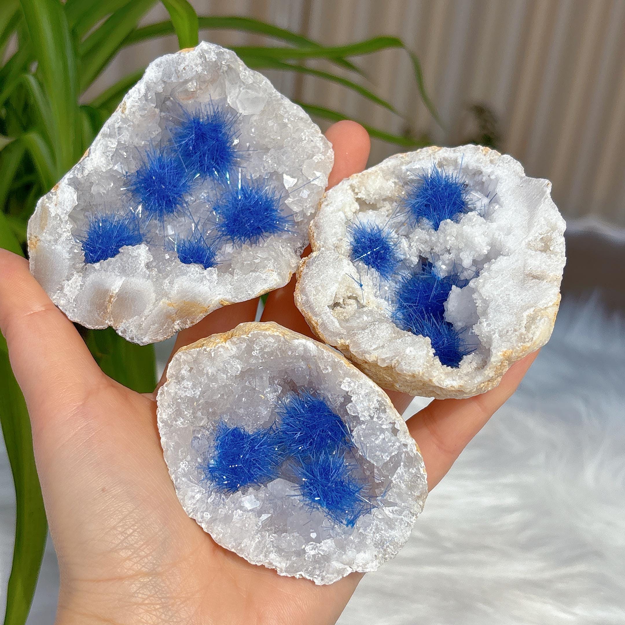 アゲート ジオード チェシライト ブルー ゲーサイト、クォーツ