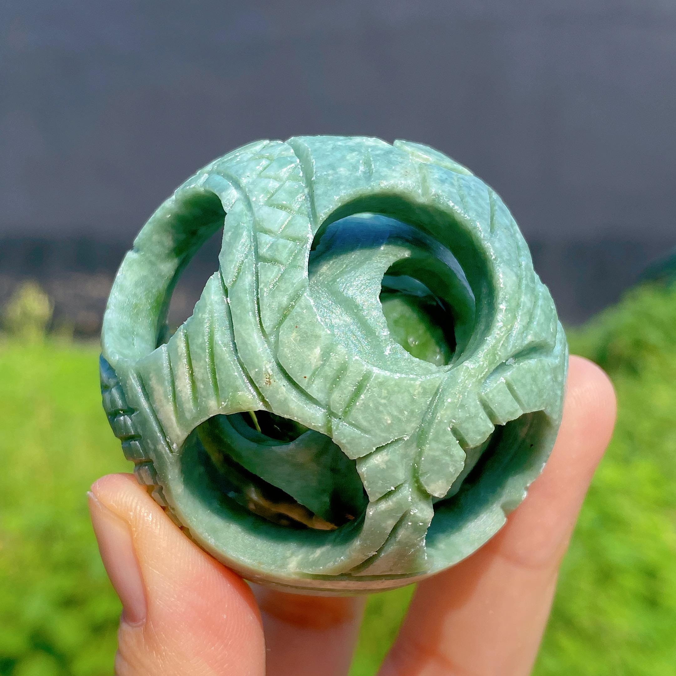 Natural Green Jade Exquisite Ball,exquisite Sphere,quartz Crystal