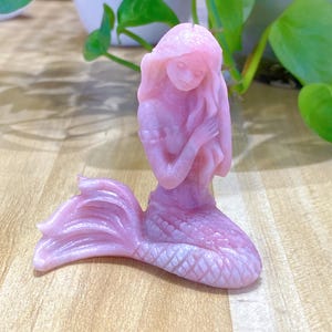 Crystals Mermaid,Hand Carved Opalite Mermaid,Pink Opal Mermaid,Reiki Healing Figurine,Home Decor,Crystal Gifts