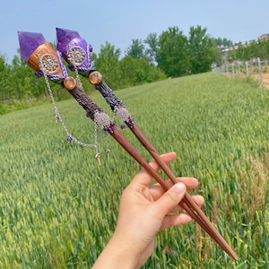 15.3" Natural Amethyst Magic Scepter,Quartz Crystal Magic Scepter,Crystal Magic Wand,Reiki heal,Crystal Energy,Amethyst Point,Crystal Gifts