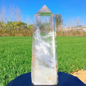 19.4LB Natural Clear Quartz Obelisk,Quartz Crystal Tower,Large Crystal Tower,Crystal Wand Point,Healing Magic Wand,Reiki Heal,Crystal Gift