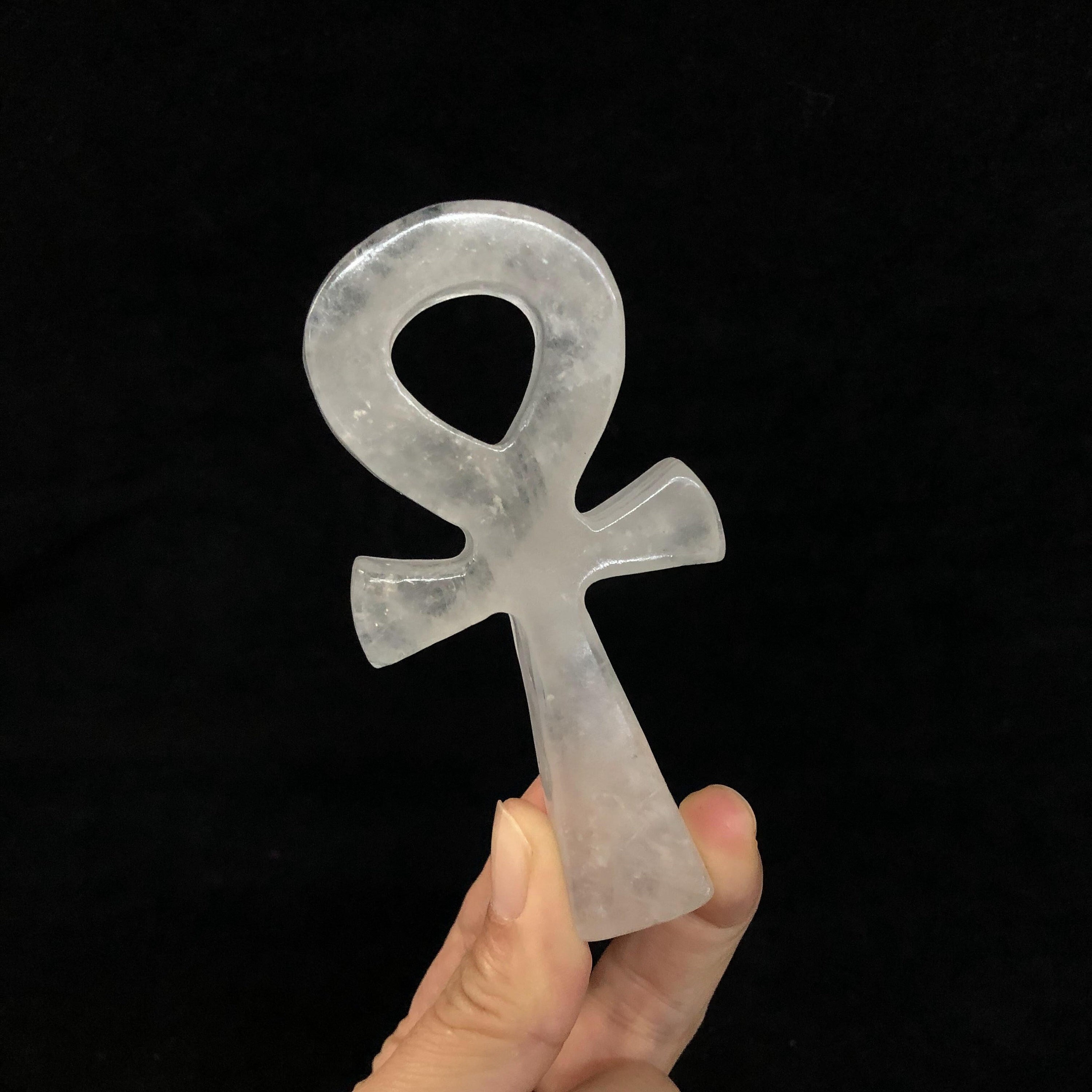 1PC Natural Clear Quartz Ankh,Hand Carved Ankh,Ankh Totem,Clear Quartz Carving,Reiki Healing,Home Decoration,Collection,Crystal Gift