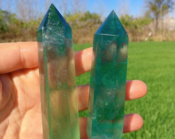 Natural Green Fluorite Obelisk,Crystal Wand Point,Quartz Points,Crystal Tower,Crystal Gift,Collection,Home Decoration,Mineral Specimen