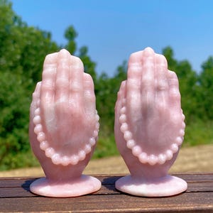 3.1&quot; Natural Pink Opal Buddha&#39;s Hand,Quartz Crystal Hand,Crystal Sculpture,Crystal Gift,Mineral Specimen,Reiki Healing,Crystal Energy,Rock