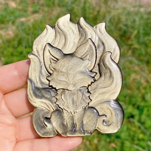 Natural Gold Obsidian Fox,Quartz Crystal Nine-tailed Fox,Crystal Fox,Mineral Sample,Crystal Animal,Reiki Healing,Gifts,Home Decor,Rock