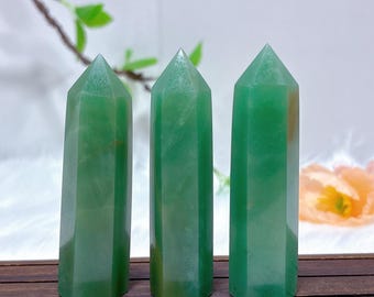 Natural Green Aventurine Tower Point Wand,Green Aventurine Obelisk,Crystal Tower,Energy Crystal,Reiki Heal,Mineral Sample,Crystal Gift 1pc