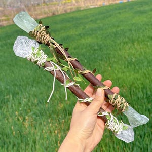11.8"+ Natural Quartz Crystal Magic Scepter,Crystal Scepter,Crystal Magic Wand,Reiki healing,Crystal Energy,Mineral Specimen,Crystal Gifts