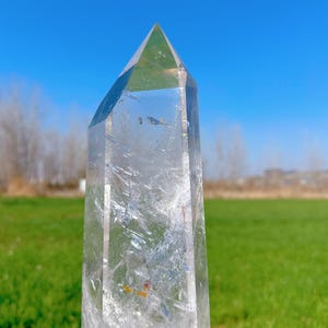 14.9LB Natural Clear Quartz Obelisk,Quartz Crystal Tower,Large Crystal Tower,Crystal Wand Point,Healing Magic Wand,Reiki Heal,Crystal Gift