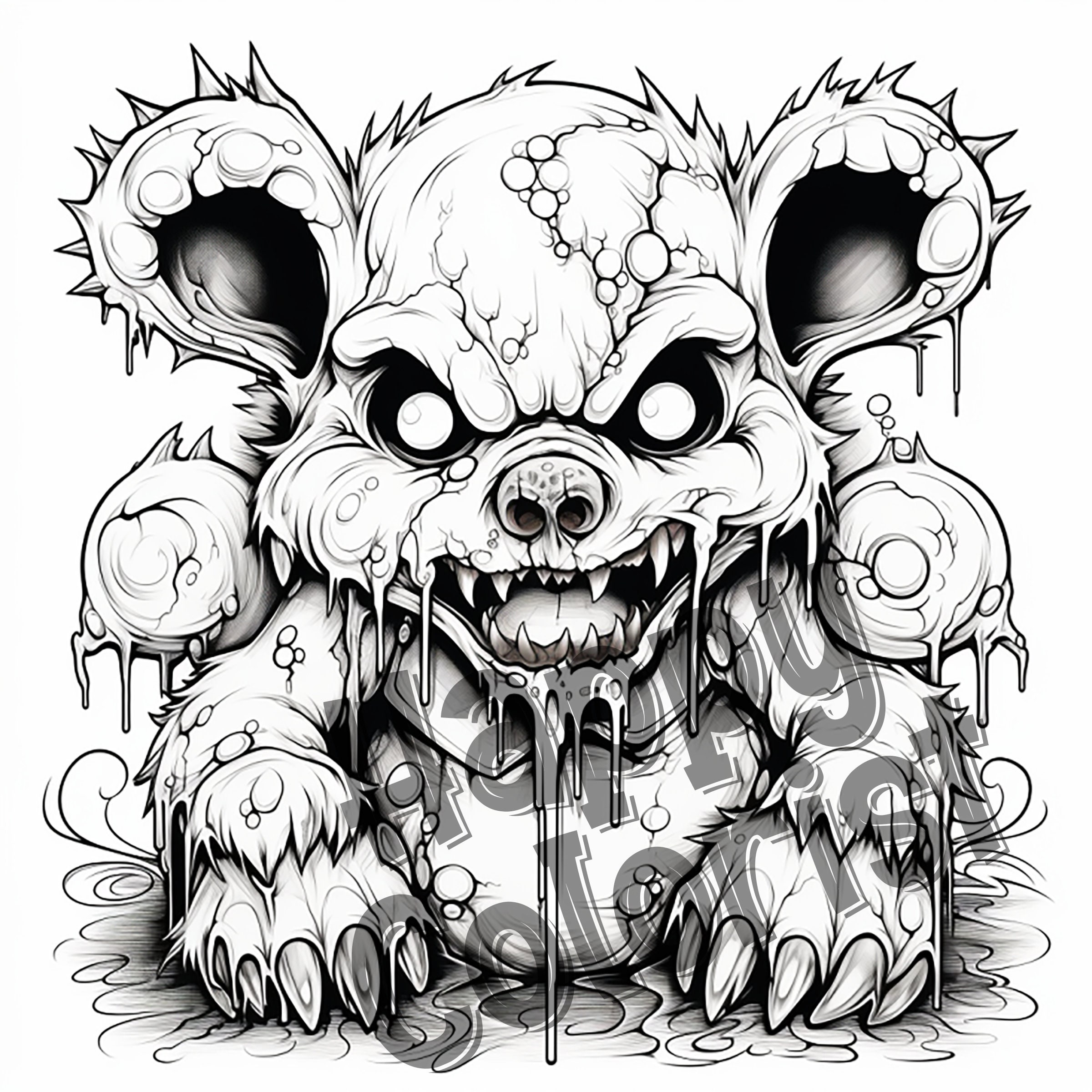 Creepy and Scary Teddy Bear Coloring Pages: Experience the Thrill With