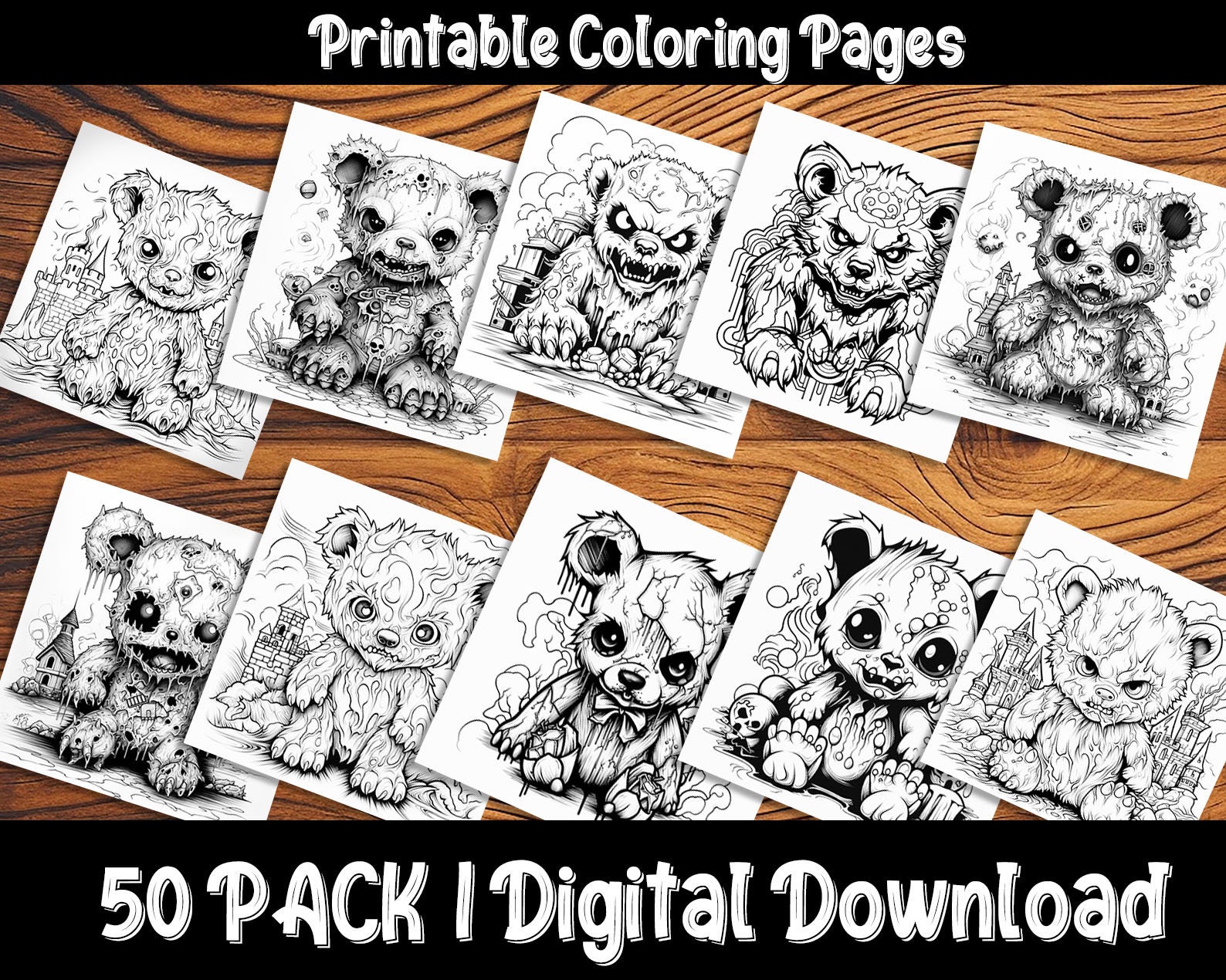 Creepy and Scary Teddy Bear Coloring Pages Experience the Thrill With