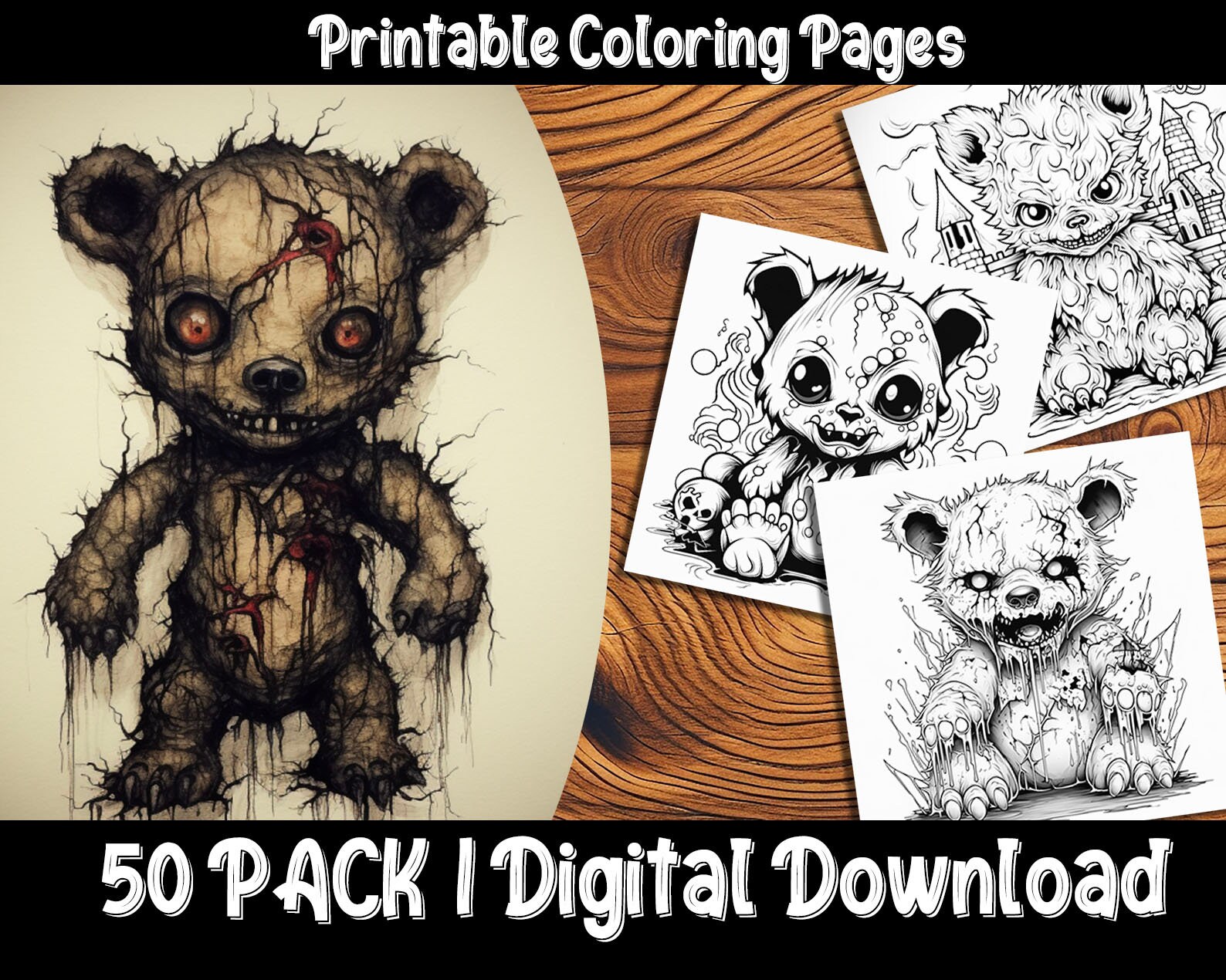 Creepy and Scary Teddy Bear Coloring Pages: Experience the Thrill With ...
