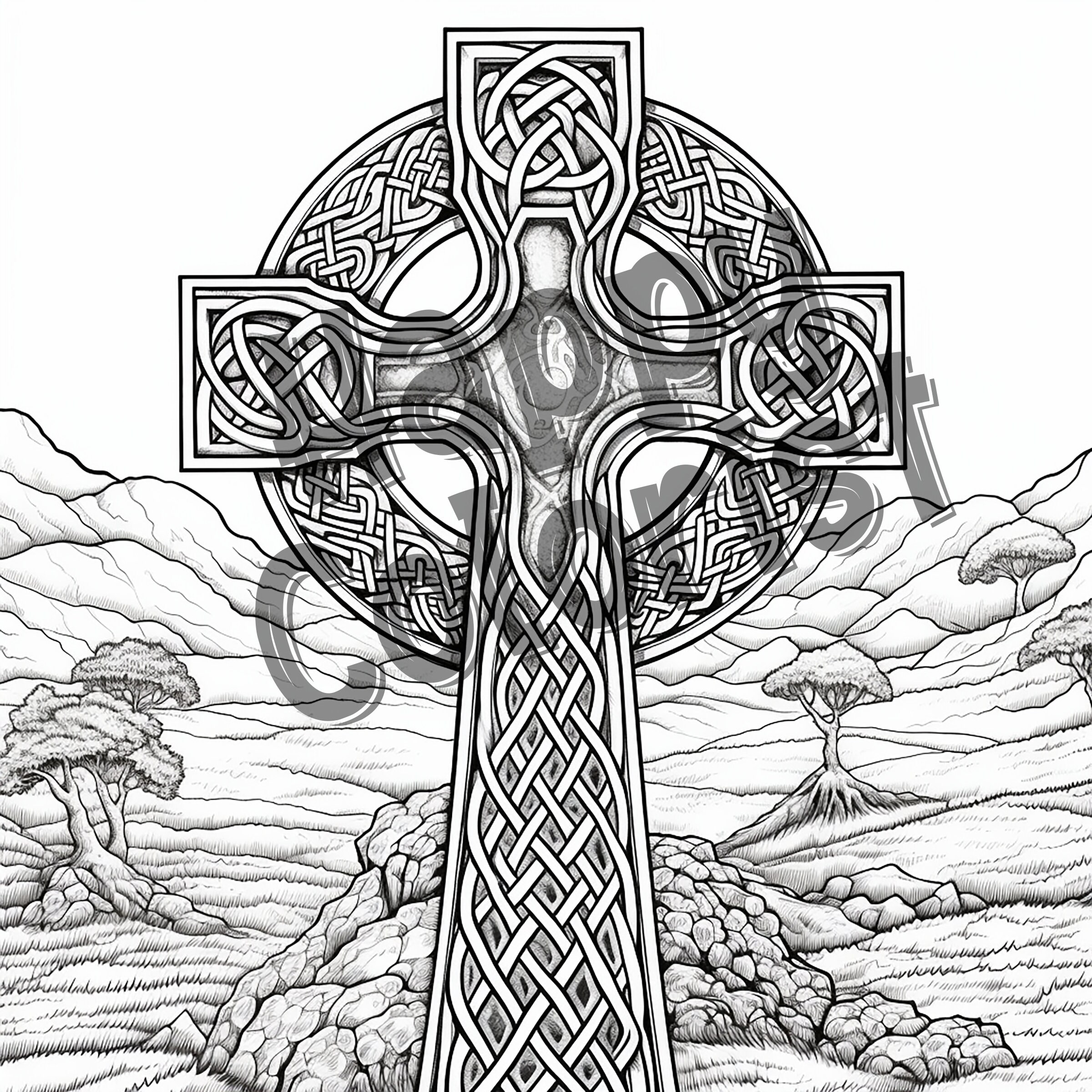 Celtic Cross Coloring Pages: Engaging and Relaxing Activity for All ...