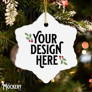 Ceramic Snowflake ornament mockup | Snowflake shaped ornament mockup | Digital file blank snowflake ornament | Christmas ornament mockup
